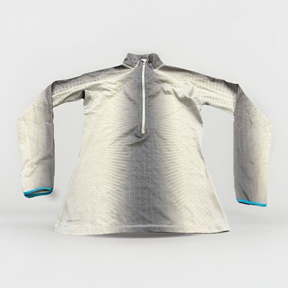 Nike Pro Womens Thermal White Gray 1/2 Zip Running Jacket Size M MEDIUM 585565 - Picture 1 of 10